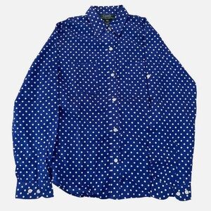 Lauren Ralph Lauren Blue and White Polka Dot cotton button down